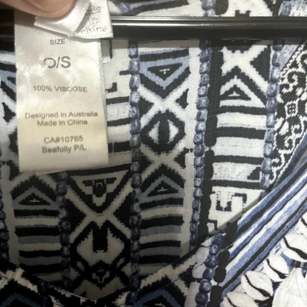 Seafolly Australia Swim Coverup Blue white Beach Boho‎ Womens O/S